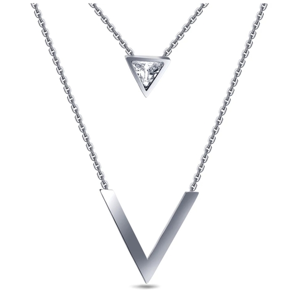 Double V Shape Necklace - Picture 7 of 8